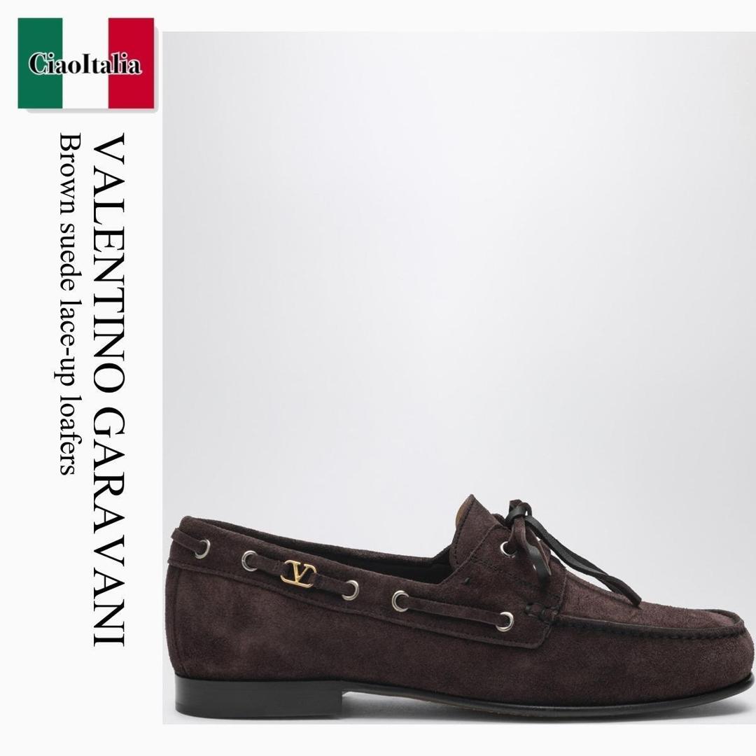 【寸法押さえる・店卸し資産境界線・早め者制覇！】 バレンチノ / Valentino Garavani Brown Suede Lace-Up Loafers / 8Y2S0M05DHU / 8Y2S0M05DHU 0TO / 8Y2S0M05DHU0TO / 御召しものシューズ・革靴・商行為シューズ