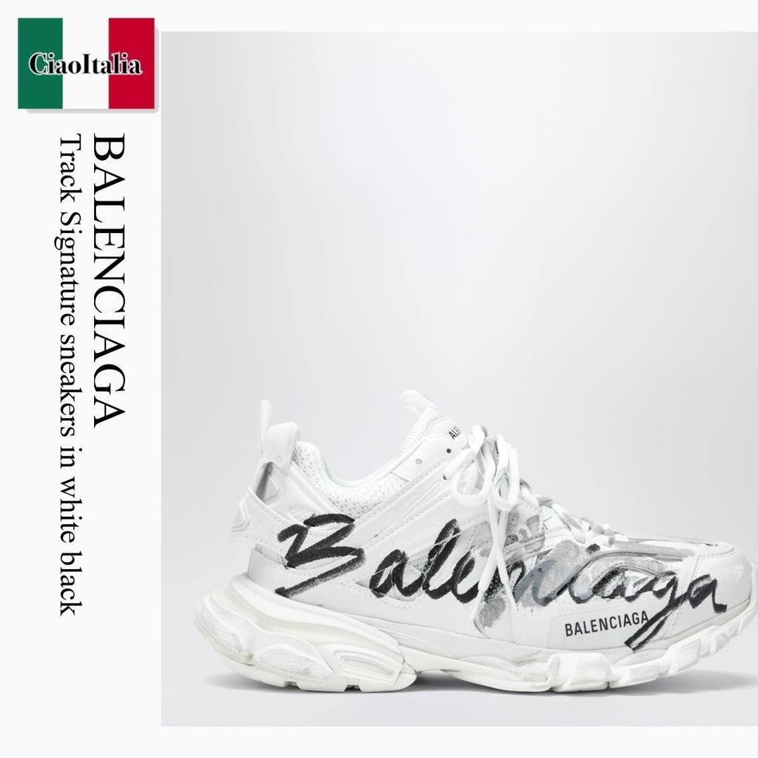 【量目押さえる・店卸し資産極限点・早め者制勝！】 バレンシアガ / Balenciaga Track Signature Sneakers In White Black / 542023 WTRHW / 542023 WTRHW 9010 / 542023WTRHW9010 / スニーカー