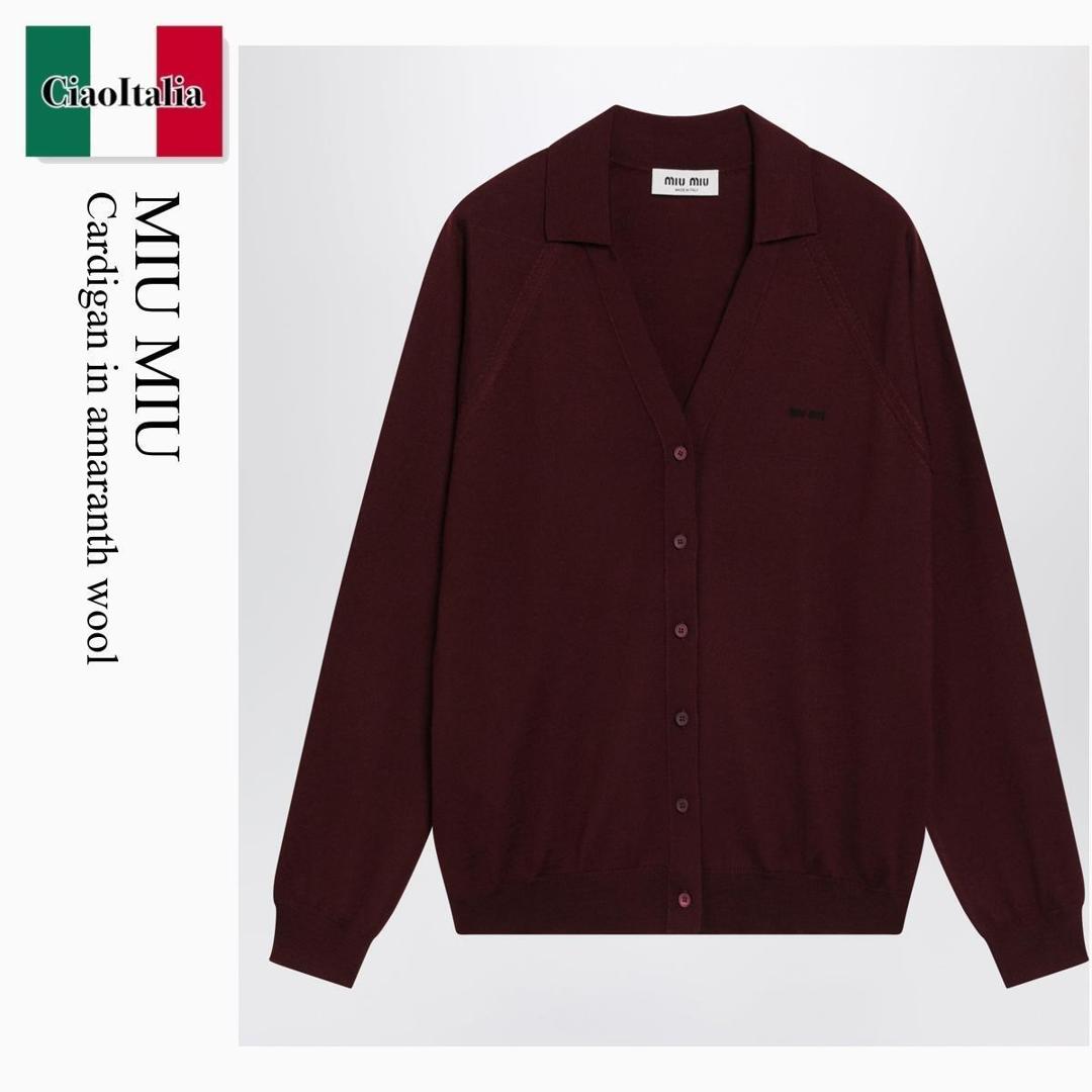 【量目押さえる・店卸し資産極限点・早め者制勝！】 ミュウミュウ / Miu Miu Cardigan In Amaranth Wool / MMF02Z F0869 / MMF02Z OOO16WJ F0869 / MMF02ZOOO16WJF0869 / ジレー