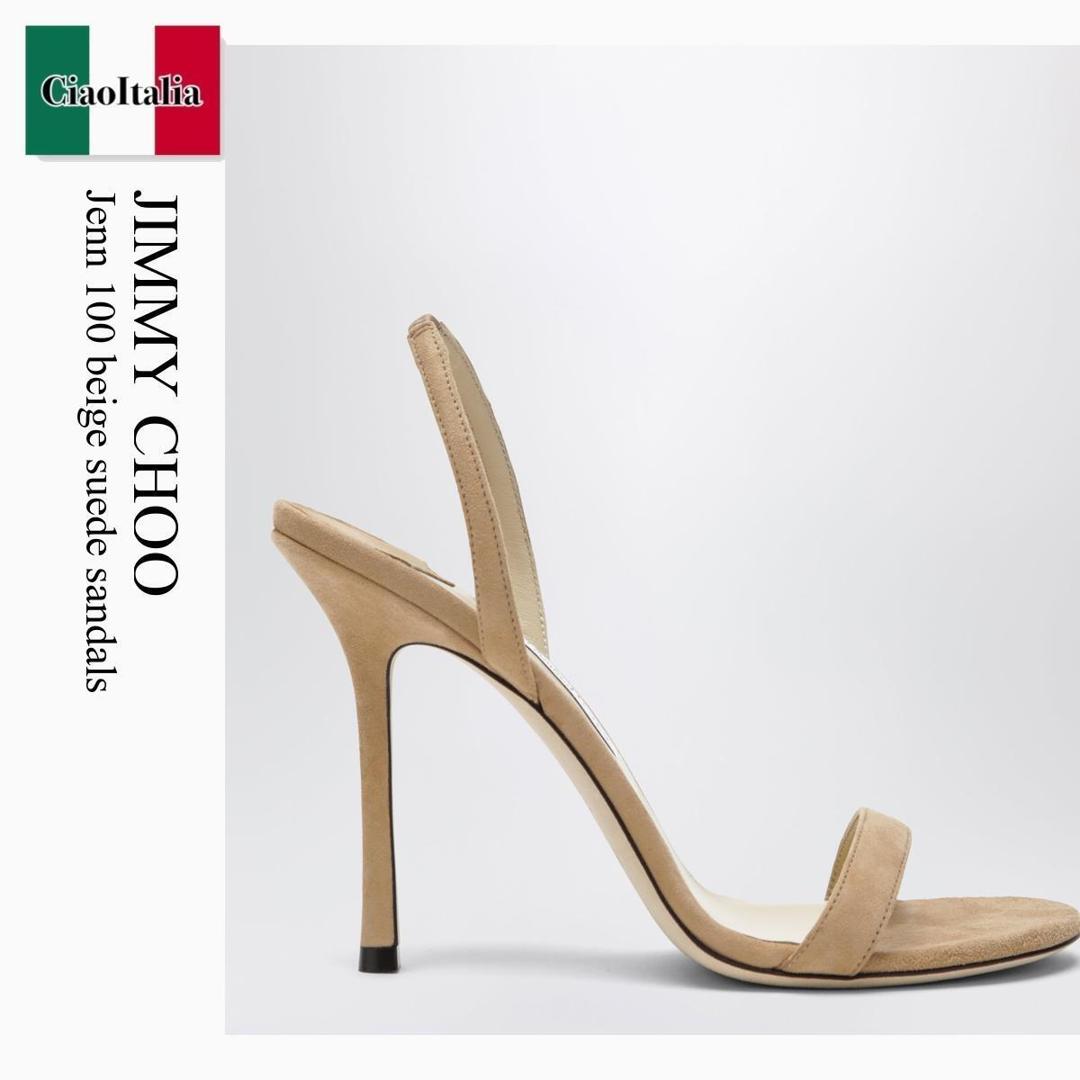 【分量制限事項・店卸し資産区分け・早め者白星！】 ジミーチュウ / Jimmy Choo Jenn 100 Beige Suede Sandals / JENN100SUE / JENN100SUE 121503 / JENN100SUE121503 / サンダル・ミュール