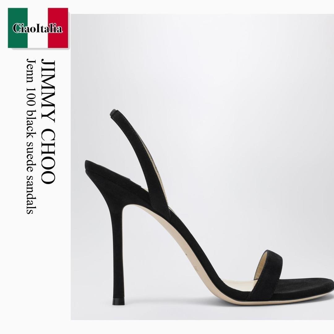 【分量制限事項・店卸し資産区分け・早め者白星！】 ジミーチュウ / Jimmy Choo Jenn 100 Black Suede Sandals / JENN100SUE / JENN100SUE 010003 / JENN100SUE010003 / サンダル・ミュール