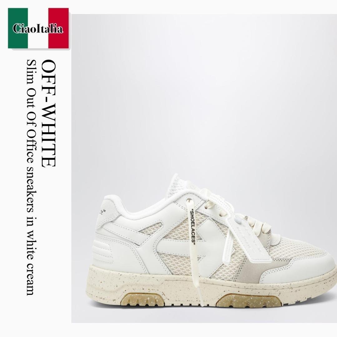 【寸法押さえる・店卸し資産境界線・早め者制覇！】 象牙色 / Off-White Slim Out Of Office Sneakers In White Cream / OMIA243C99LEA002 / OMIA243C99LEA002 010A / OMIA243C99LEA002010A / スニーカー