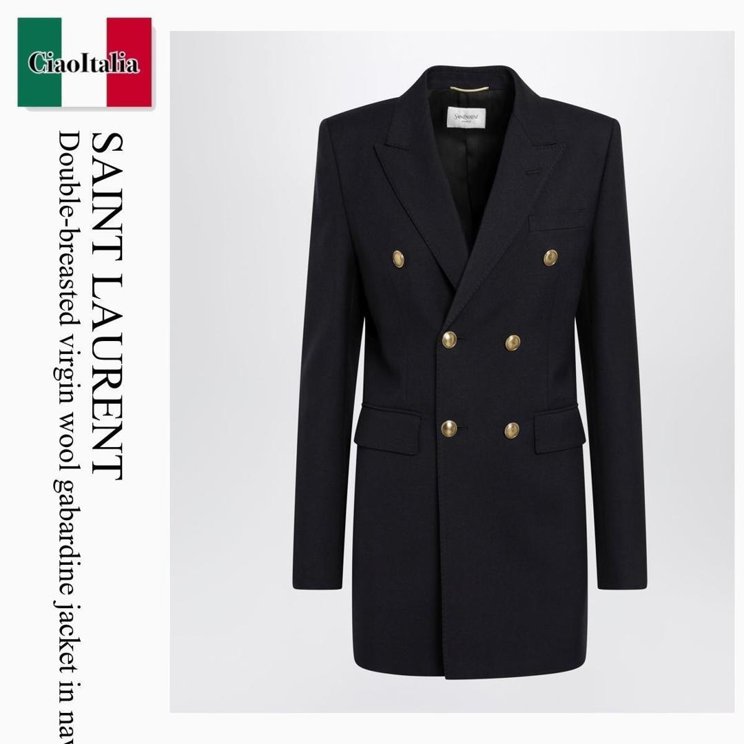 【量目押さえる・店卸し資産極限点・早め者制勝！】 サンローラン / Saint Laurent Double-Breasted Virgin Wool Gabardine Jacket / 631980 Y7B73 / 631980 Y7B73 4141 / 631980Y7B734141 / 上衣