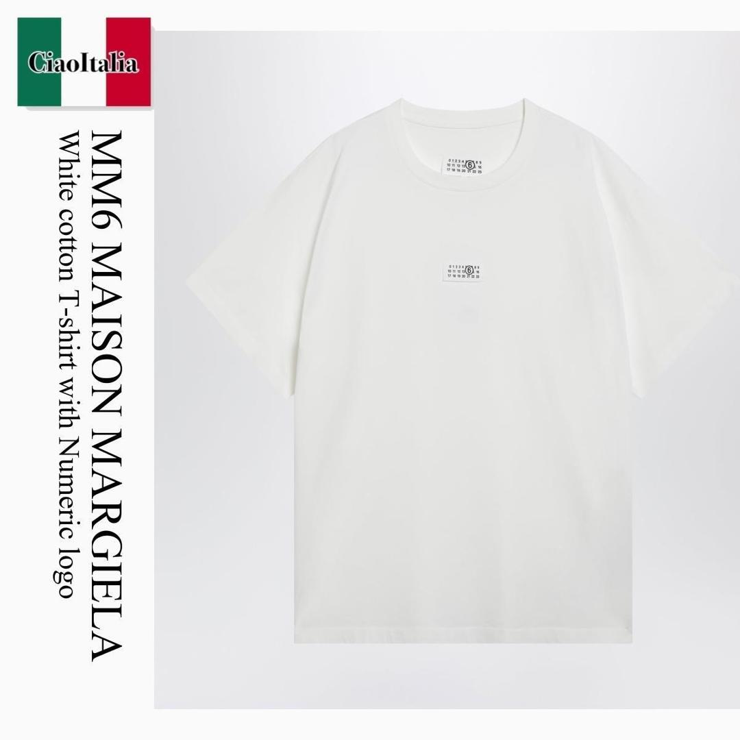 【分量制限事項・店卸し資産区分け・早め者白星！】 MM6 / Mm6 Maison Margiela White Cotton T-Shirt With Numeric Logo / SH0GC0071M20258 / SH0GC0071M20258 101 / SH0GC0071M20258101 / プルオーバー・カットソー