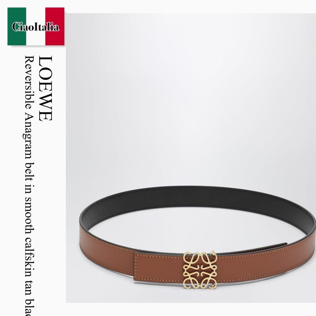 【数量限定・在庫限り・早い者勝ち!】 ロエベ / Loewe Reversible Anagram Belt In Smooth Calfskin Tan Black / E821Z26X03 / E821Z26X03 2544 / E821Z26X032544 / ベルト|Ciao Italia