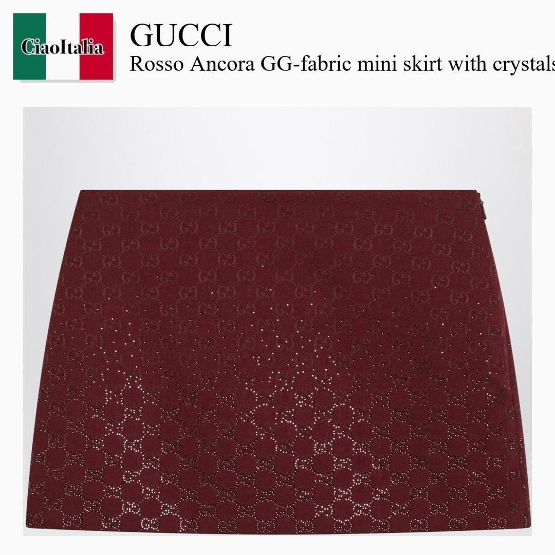 【分量制限事項・店卸し資産区分け・早め者白星！】 グッチ / Gucci Rosso Ancora Gg-Fabric Mini Skirt With Crystals / 853414 ZKU09 / 853414 ZKU09 6207 / 853414ZKU096207 / ミニスカート