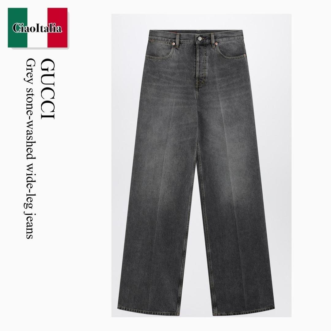 【数量限定・在庫限り・早い者勝ち！】 グッチ / Gucci Grey Stone-Washed Wide-Leg Jeans / 812268 XDCPE / 812268 XDCPE 1160 / 812268XDCPE1160 / デニム・ジーパン｜Ciao Italia