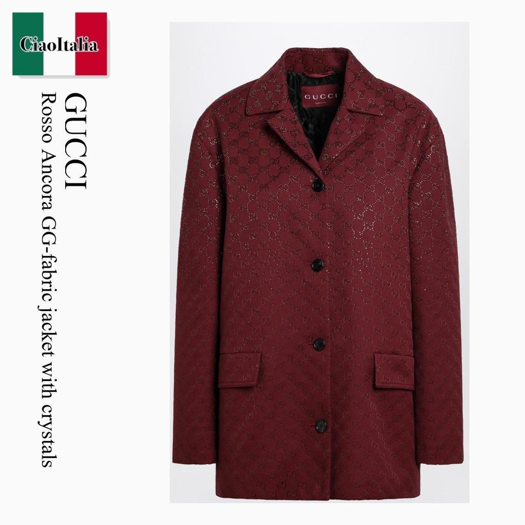 【量目押さえる・店卸し資産極限点・早め者制勝！】 グッチ / Gucci Rosso Ancora Gg-Fabric Jacket With Crystals / 853047 ZKU09 / 853047 ZKU09 6207 / 853047ZKU096207 / 上衣