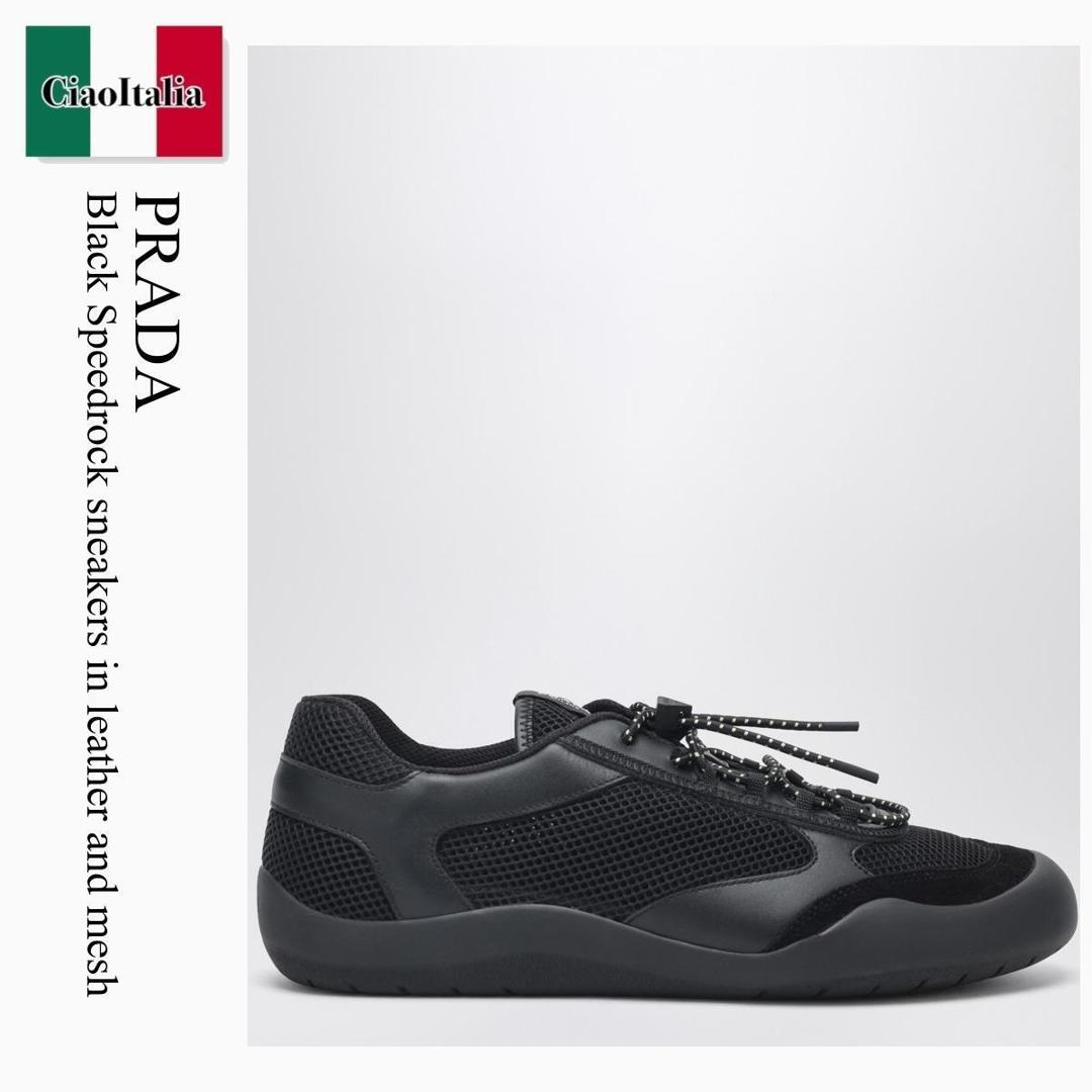【数量限定・在庫限り・早い者勝ち!】 プラダ / Prada Black Speedrock Sneakers In Leather And Mesh / 2EE468 F0002 / 2EE468 G0003ZM0 F0002 / 2EE468G0003ZM0F0002 / スニーカー|Ciao Italia
