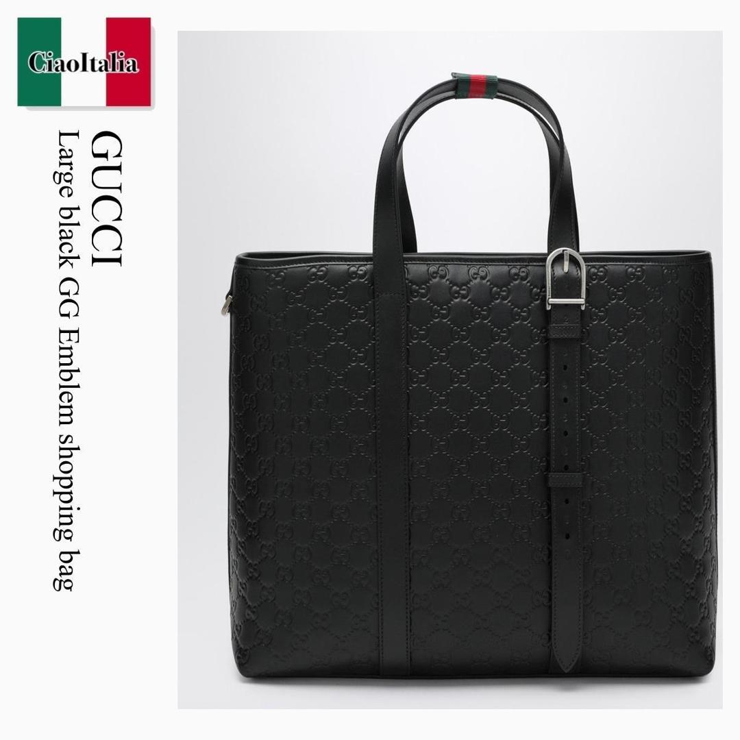 【寸法押さえる・店卸し資産境界線・早め者制覇！】 グッチ / かばん / 袋 / Gucci Large Black Gg Emblem Shopping Bag / 850218 AAFOK / 850218 AAFOK 1053 / 850218AAFOK1053 / トートバッグ
