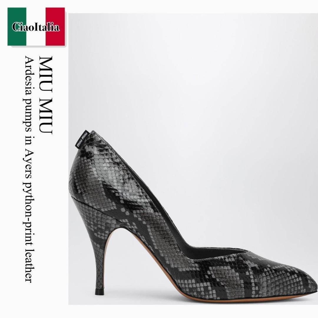 【分量制限事項・店卸し資産区分け・早め者白星！】 ミュウミュウ / Miu Miu Ardesia Pumps In Ayers Python-Print Leather / 5I546E F0480 / 5I546E A0853B3K F0480 / 5I546EA0853B3KF0480 / パンプス