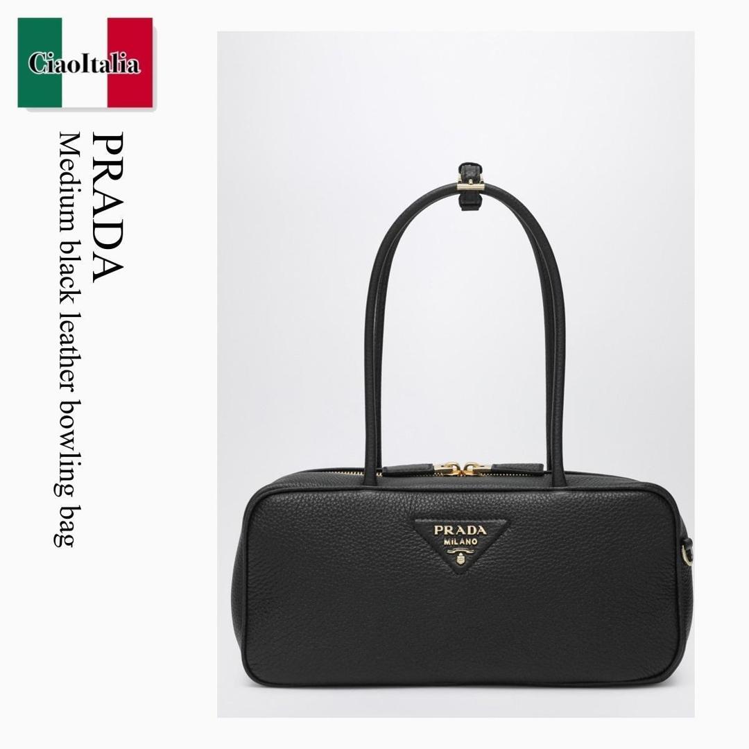 【寸法押さえる・店卸し資産境界線・早め者制覇！】 プラダ / かばん / 袋 / Prada Medium Black Leather Bowling Bag / 1BB126 F0632 / 1BB126 ONO2DKV F0632 / 1BB126ONO2DKVF0632 / ショルダーバッグ・ポシェット