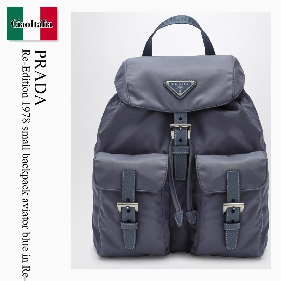 【物量制限事項・店卸し資産極限点・早め者制覇！】 プラダ / かばん / 鞄 / Prada Re-Edition 1978 Small Backpack Aviator Blue / 1BZ677 F0D57 / 1BZ677 OOORV44 F0D57 / 1BZ677OOORV44F0D57 / うしろ側容器に並べる・背嚢