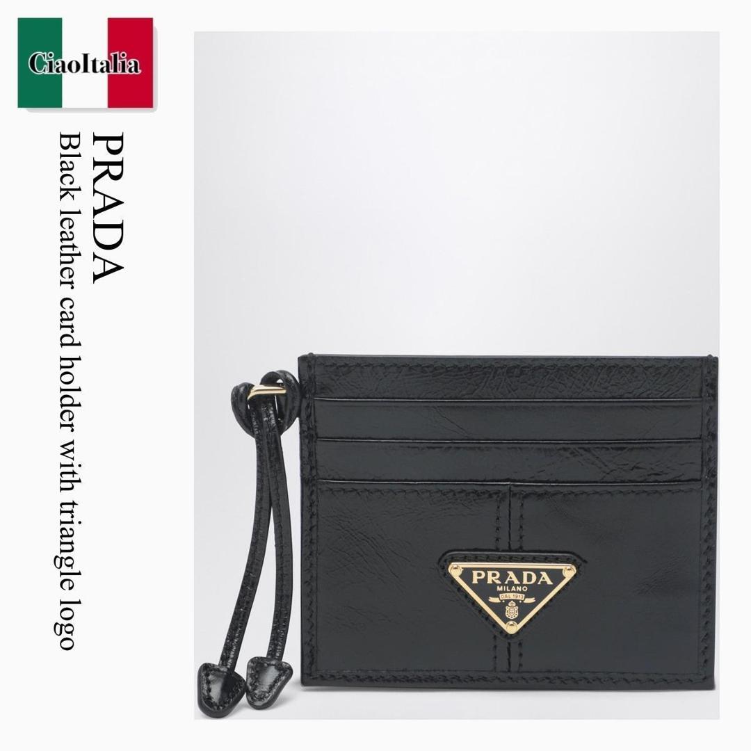 【分量制限事項・店卸し資産区分け・早め者白星！】 プラダ / Prada Black Leather Card Holder With Triangle Logo / 1MC025 F0002 / 1MC025 2CYR F0002 / 1MC0252CYRF0002 / 歌留多入れもの・名刺入れ