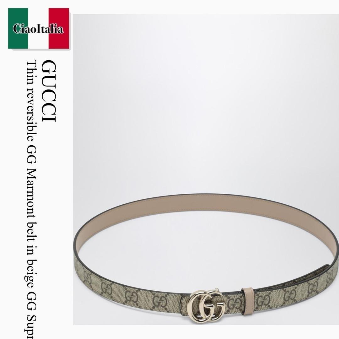 【寸法押さえる・店卸し資産境界線・早め者制覇！】 グッチ / Gucci Thin Reversible Gg Marmont Belt In Beige Gg Supreme / 847132 FAFGJ / 847132 FAFGJ 9787 / 847132FAFGJ9787 / 三尺帯