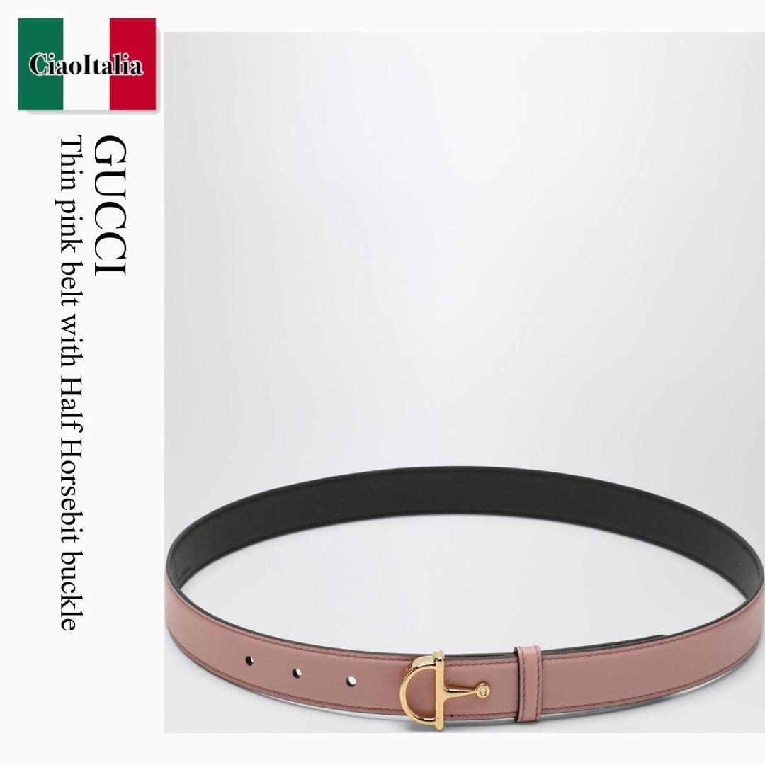 【寸法押さえる・店卸し資産境界線・早め者制覇！】 グッチ / Gucci Thin Pink Belt With Half Horsebit Buckle / 836993 AAEC2 / 836993 AAEC2 5712 / 836993AAEC25712 / 三尺帯