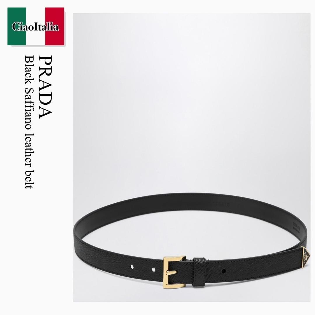 【寸法押さえる・店卸し資産境界線・早め者制覇！】 プラダ / Prada Black Saffiano Leather Belt / 1CC618 F0002 / 1CC618 053 F0002 / 1CC618053F0002 / 三尺帯