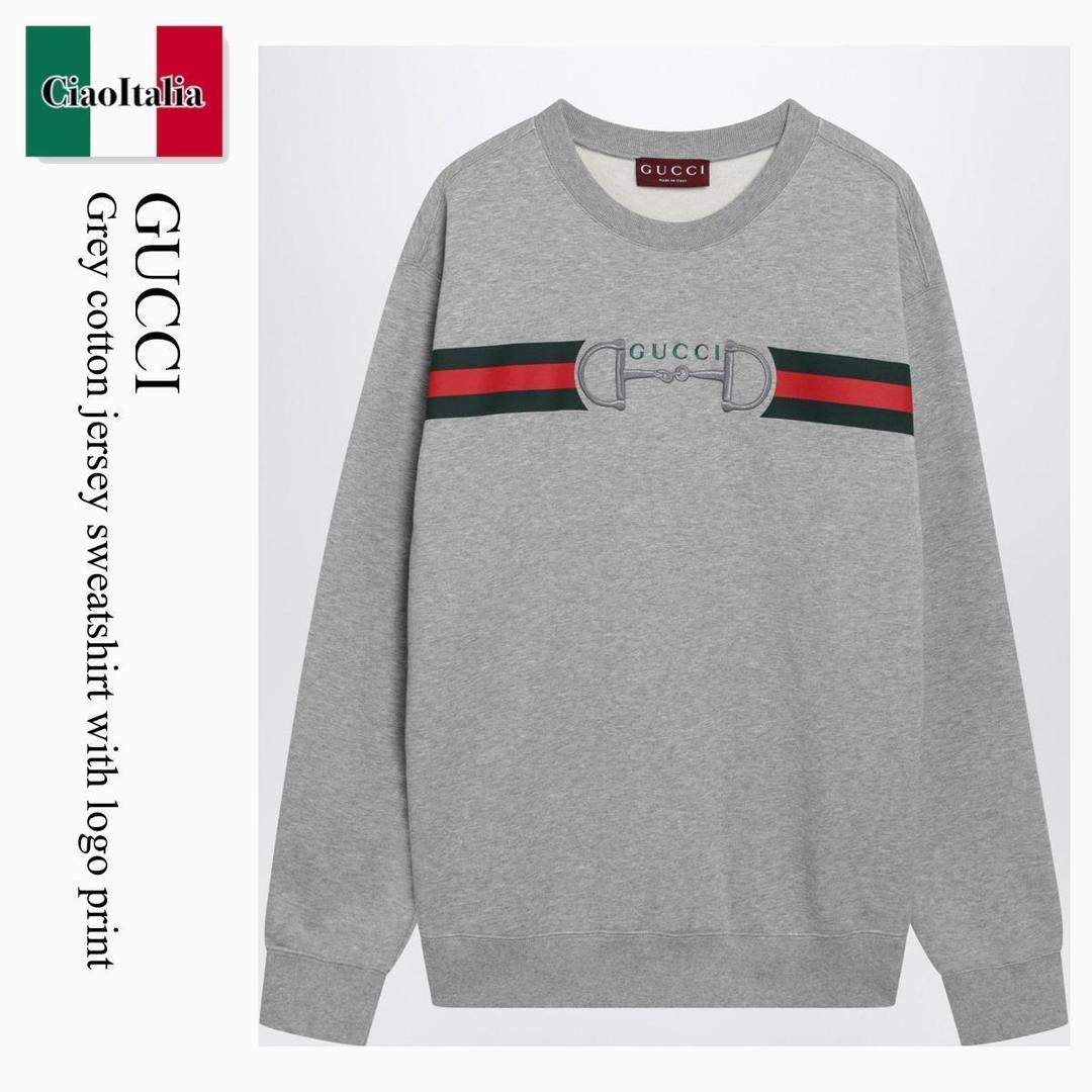 【分量制限事項・店卸し資産区分け・早め者白星！】 グッチ / Gucci Grey Cotton Jersey Sweatshirt With Logo Print / 848737 XJHOK / 848737 XJHOK 1056 / 848737XJHOK1056 / スウェット・トレーナー