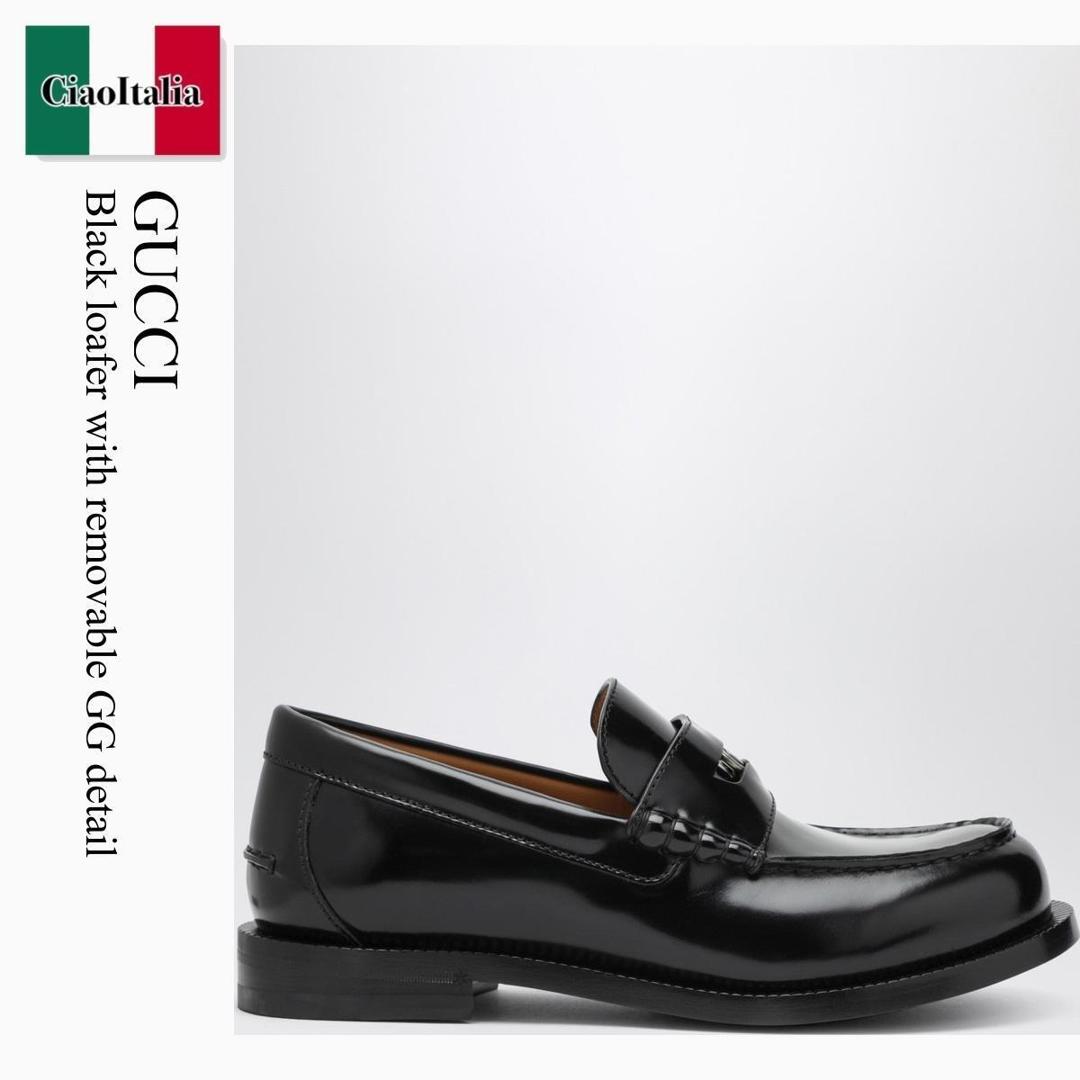 【寸法押さえる・店卸し資産境界線・早め者制覇！】 グッチ / Gucci Black Loafer With Removable Gg Detail / 831274 AAD7W / 831274 AAD7W 1000 / 831274AAD7W1000 / 御召しものシューズ・革靴・商行為シューズ