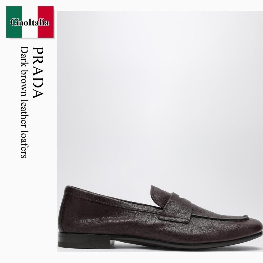 【寸法押さえる・店卸し資産境界線・早め者制覇！】 プラダ / Prada Dark Brown Leather Loafers / 2DF090 F0003 / 2DF090 X0003ACM F0003 / 2DF090X0003ACMF0003 / 御召しものシューズ・革靴・商行為シューズ