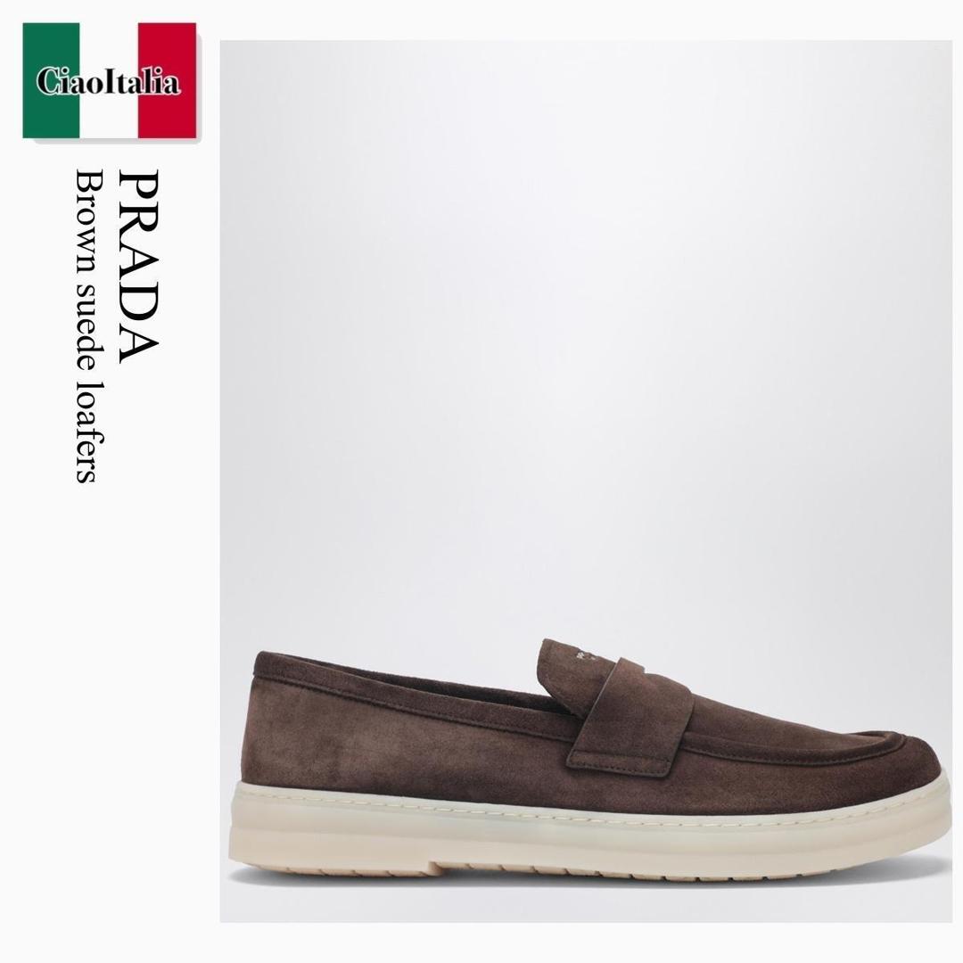 【物量制限事項・店卸し資産極限点・早め者制覇！】 プラダ / Prada Brown Suede Loafers / 2DG166 F0003 / 2DG166 G000103 F0003 / 2DG166G000103F0003 / 御召しものシューズ・革靴・商行為シューズ