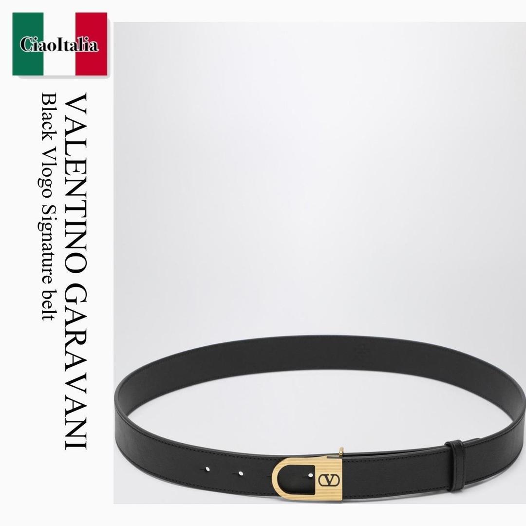 【物量制限事項・店卸し資産極限点・早め者制覇！】 バレンチノ / Valentino Garavani Black Vlogo Signature Belt / 7Y0T0ST8JAQ / 7Y0T0ST8JAQ 0NO / 7Y0T0ST8JAQ0NO / 三尺帯