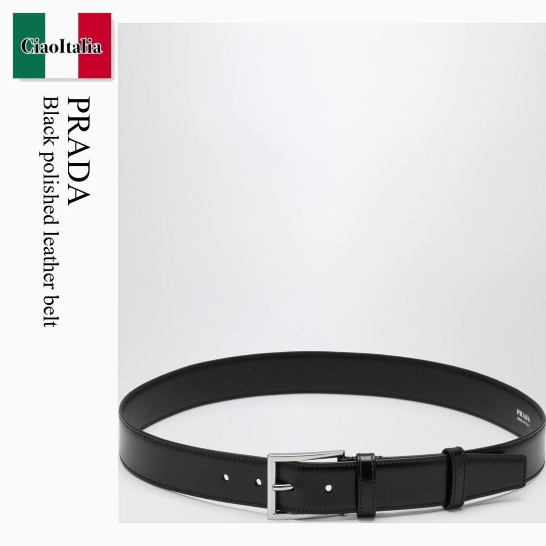 【分量制限事項・店卸し資産区分け・早め者白星！】 プラダ / Prada Black Polished Leather Belt / 2CC673 F0002 / 2CC673 X72 F0002 / 2CC673X72F0002 / 胴締め