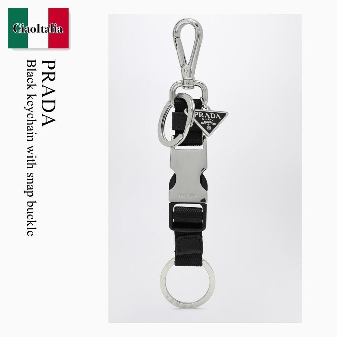 【寸法押さえる・店卸し資産境界線・早め者制覇！】 プラダ / Prada Black Keychain With Snap Buckle / 2PT013 F0002 / 2PT013 2DMN F0002 / 2PT0132DMNF0002 / キーケース・キーリング