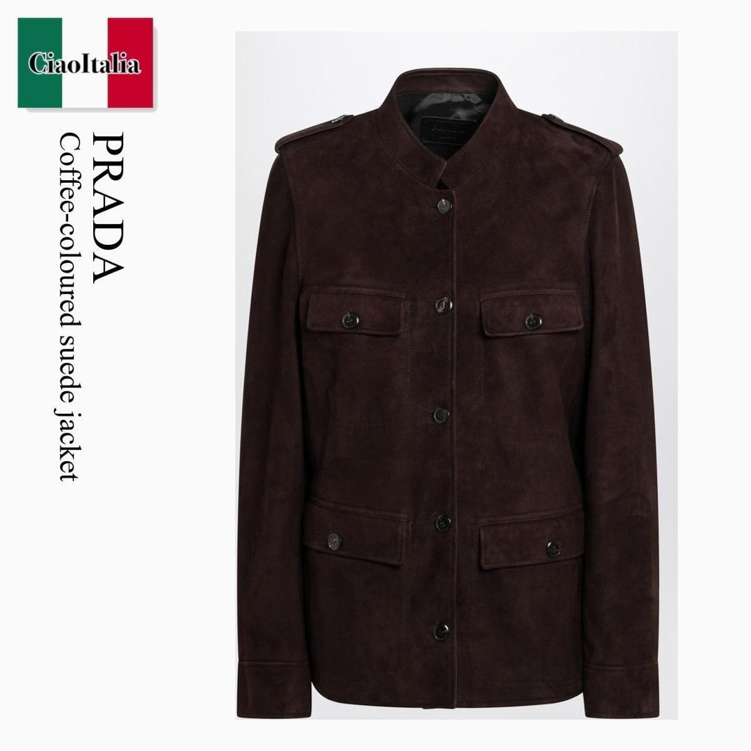 【寸法押さえる・店卸し資産境界線・早め者制覇！】 プラダ / Prada Coffee-Coloured Suede Jacket / 58A270 F0201 / 58A270 OOO162O F0201 / 58A270OOO162OF0201 / なめし革上衣・厚地の外套