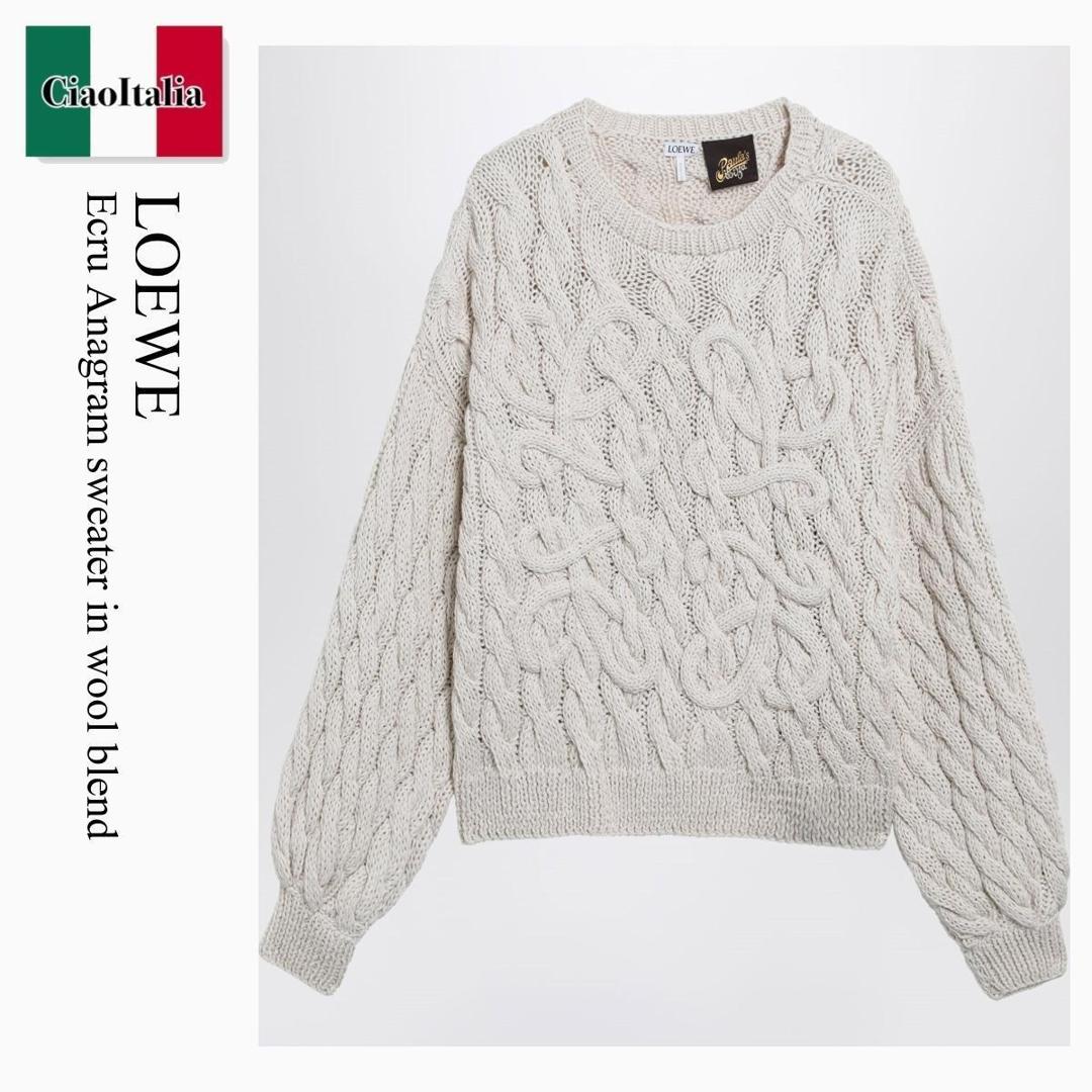 【分量制限事項・店卸し資産区分け・早め者白星！】 ロエベ / Loewe Ecru Anagram Sweater In Wool Blend / S616Y14K85 / S616Y14K85 2370 / S616Y14K852370 / 編み物・スウェーター