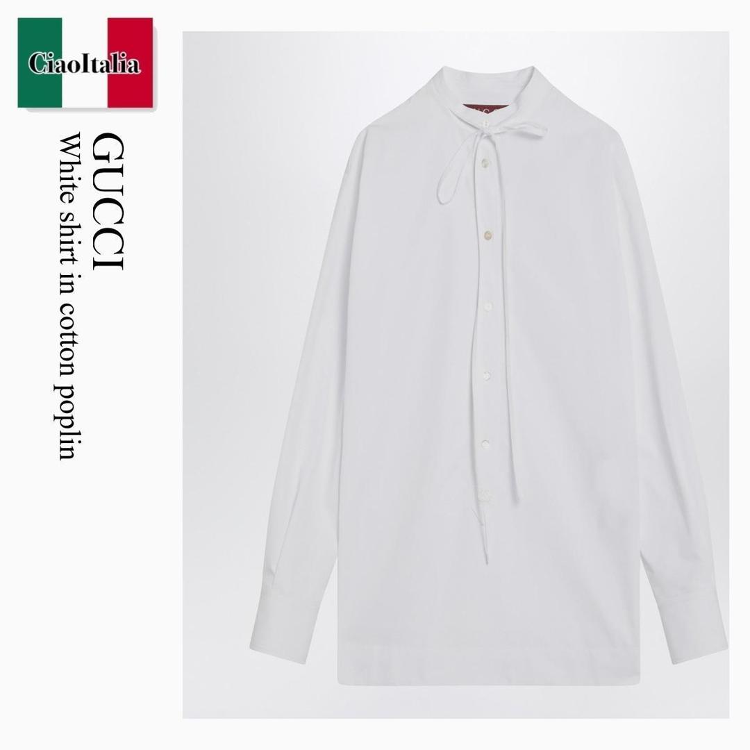 【量目押さえる・店卸し資産極限点・早め者制勝！】 グッチ / Gucci White Shirt In Cotton Poplin / 836454 Z7ADR / 836454 Z7ADR 9000 / 836454Z7ADR9000 / トップ・プルオーバー