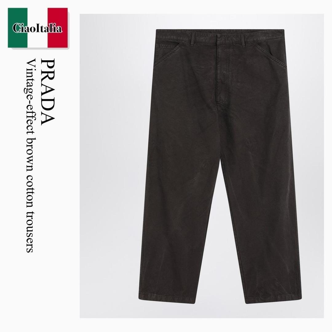 【数量限定・在庫限り・早い者勝ち！】 プラダ / Prada Vintage-Effect Brown Cotton Trousers / SPH448 F0027 / SPH448 OOO16A7 F0027 / SPH448OOO16A7F0027 / パンツ・ボトムスその他｜Ciao Italia 70,727円