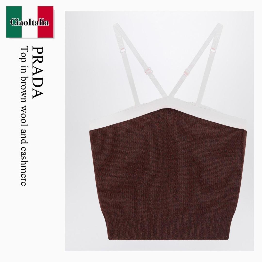 【寸法押さえる・店卸し資産境界線・早め者制覇！】 プラダ / Prada Top In Brown Wool And Cashmere / P29B98 F0003 / P29B98 AAO18JR F0003 / P29B98AAO18JRF0003 / トップス余分の物