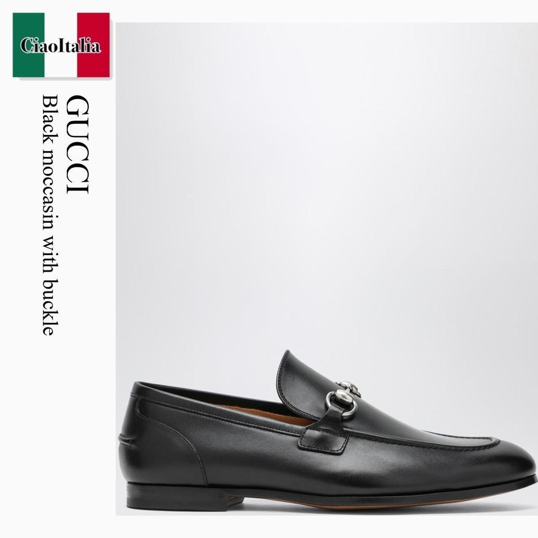 【寸法押さえる・店卸し資産境界線・早め者制覇！】 グッチ / Gucci Black Moccasin With Buckle / 834289 AADCW / 834289 AADCW 1000 / 834289AADCW1000 / 御召しものシューズ・革靴・商行為シューズ