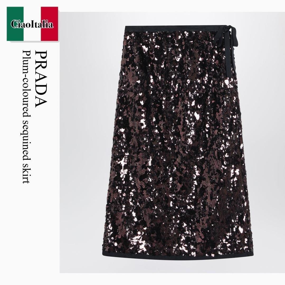 【物量制限事項・店卸し資産極限点・早め者制覇！】 プラダ / Prada Plum-Coloured Sequined Skirt / P120ZR F0051 / P120ZR OOO176A F0051 / P120ZROOO176AF0051 / スコート