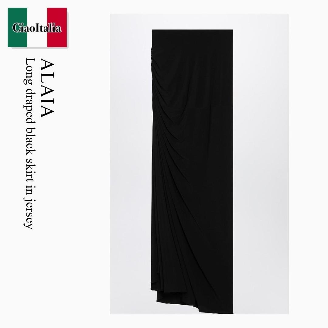 【寸法押さえる・店卸し資産境界線・早め者制覇！】 アズディンアライア / Alaia Long Draped Black Skirt In Jersey / AA9J2378J050B / AA9J2378J050B 995 / AA9J2378J050B995 / スコート