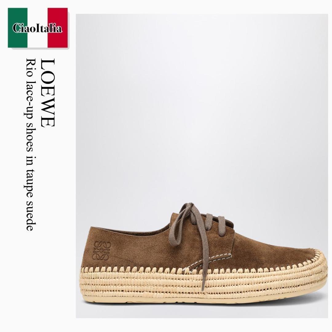 【分量制限事項・店卸し資産区分け・早め者白星！】 ロエベ / Loewe Rio Lace-Up Shoes In Taupe Suede / M526284X01 / M526284X01 3170 / M526284X013170 / お召しものシューズ・革靴・商行為シューズ
