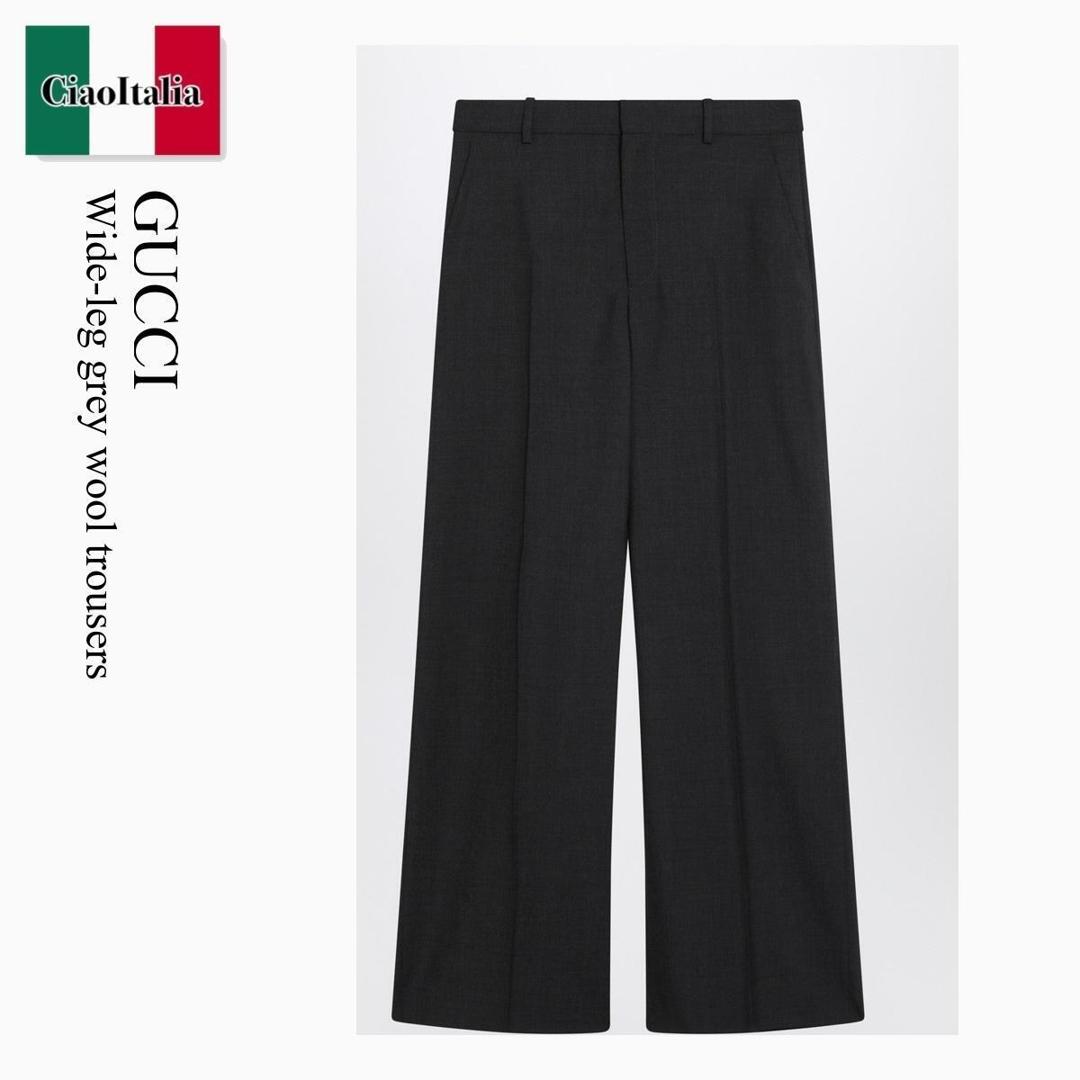 【量目押さえる・店卸し資産極限点・早め者制勝！】 グッチ / Gucci Wide-Leg Grey Wool Trousers / 836760 Z7ATK / 836760 Z7ATK 1054 / 836760Z7ATK1054 / ズボン下