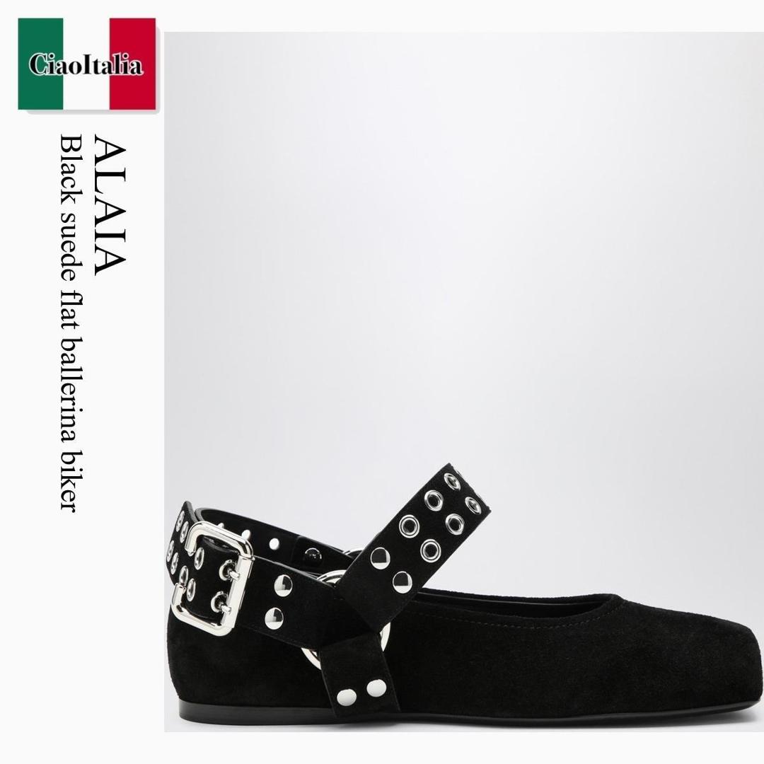 【寸法押さえる・店卸し資産境界線・早め者制覇！】 アズディンアライア / Alaia Black Suede Flat Ballerina Biker / AA3A041CK177 / AA3A041CK177 999 / AA3A041CK177999 / バレーシューズ