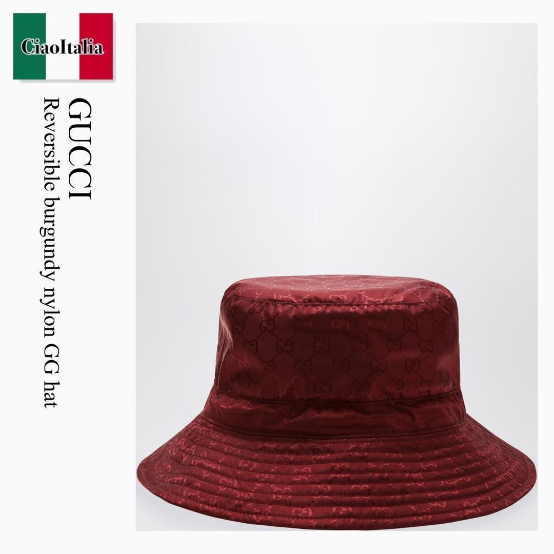 【物量制限事項・店卸し資産極限点・早め者制覇！】 グッチ / Gucci Reversible Burgundy Nylon Gg Hat / 835772 3HBB7 / 835772 3HBB7 6273 / 8357723HBB76273 / かぶり笠
