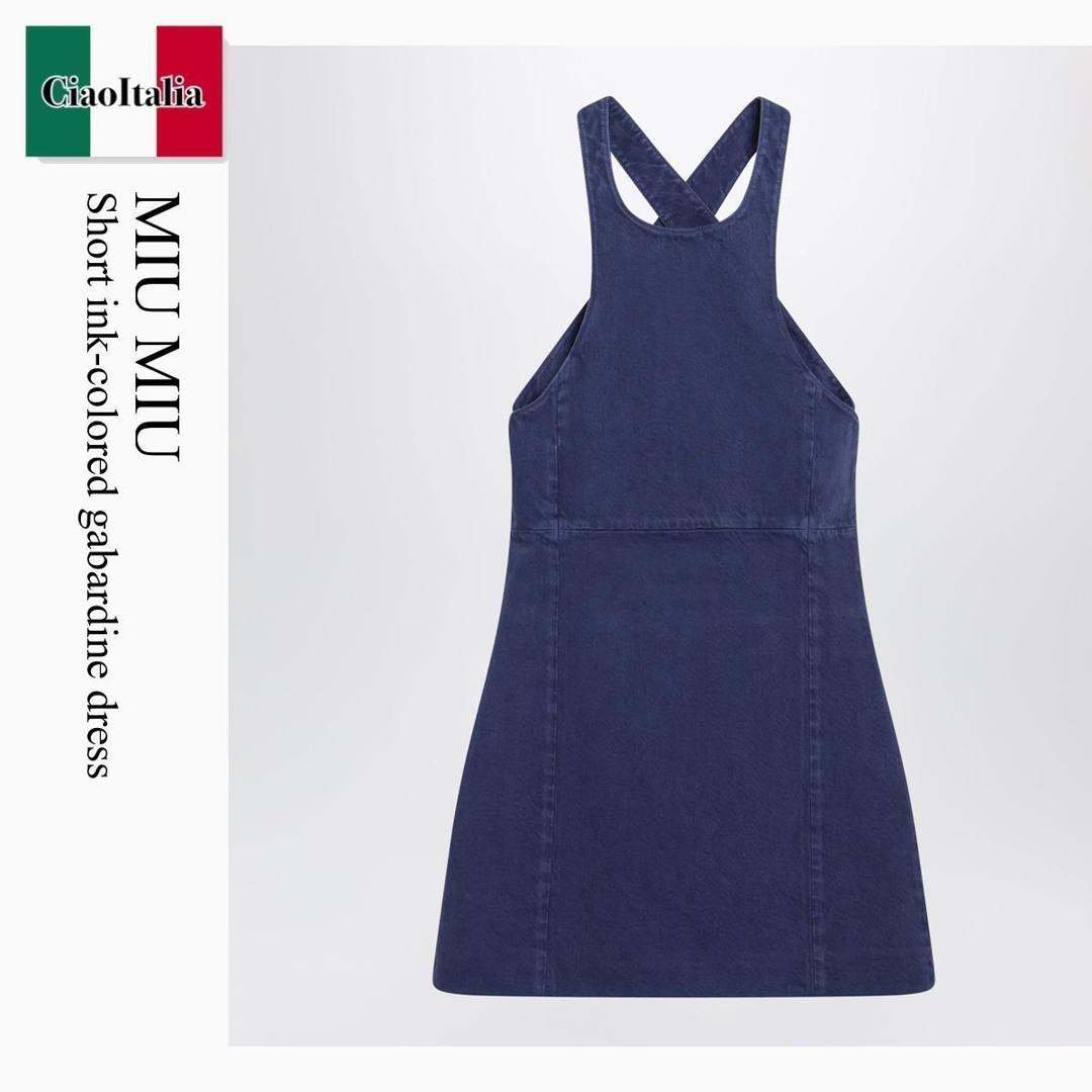 【物量制限事項・店卸し資産極限点・早め者制覇！】 ミュウミュウ / Miu Miu Short Ink-Colored Gabardine Dress / MF6345 F0021 / MF6345 OOO19JY F0021 / MF6345OOO19JYF0021 / 衣裳
