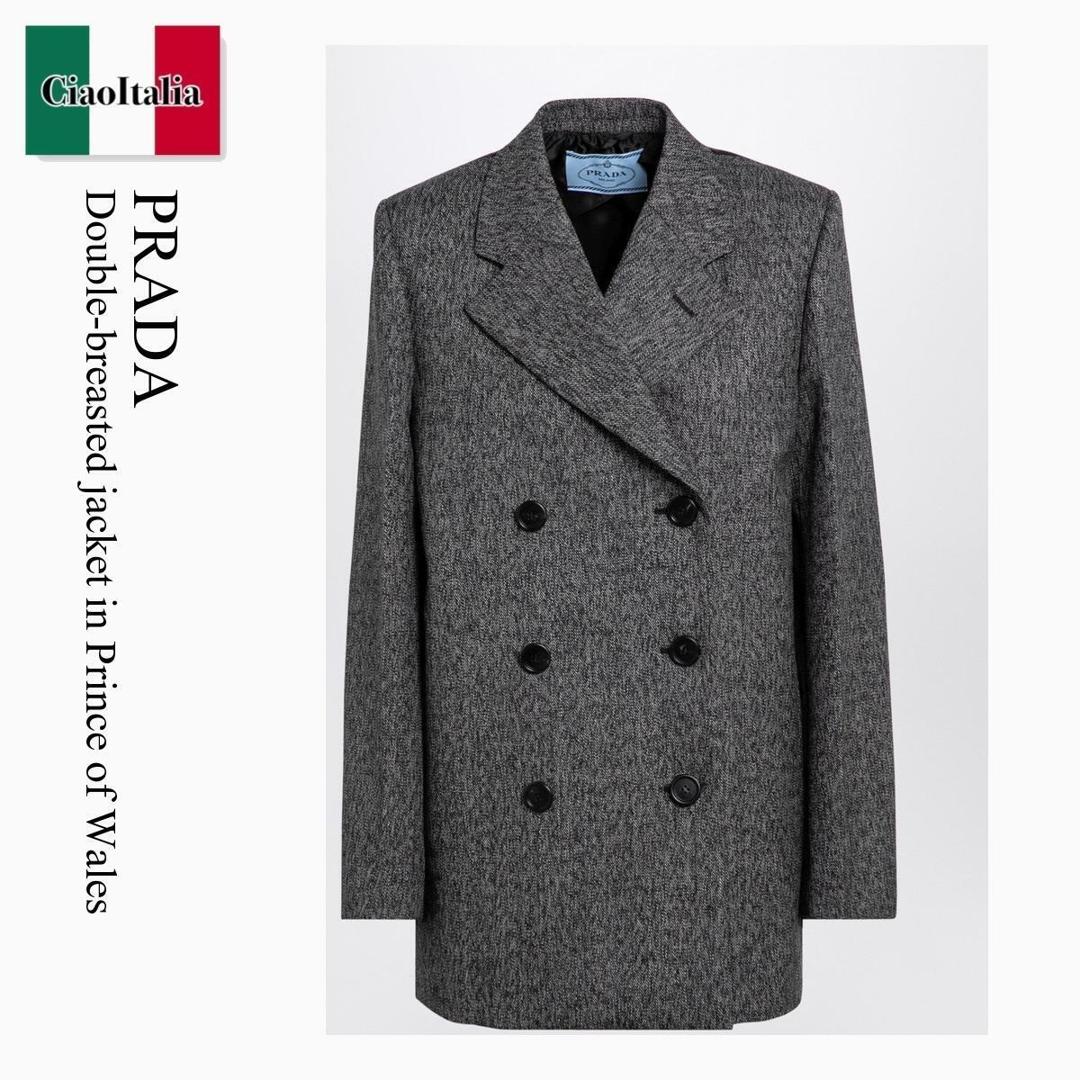 【量目押さえる・店卸し資産極限点・早め者制勝！】 プラダ / Prada Double-Breasted Jacket In Prince Of Wales / P523PO F0002 / P523PO OO15K8 F0002 / P523POOO15K8F0002 / 上衣
