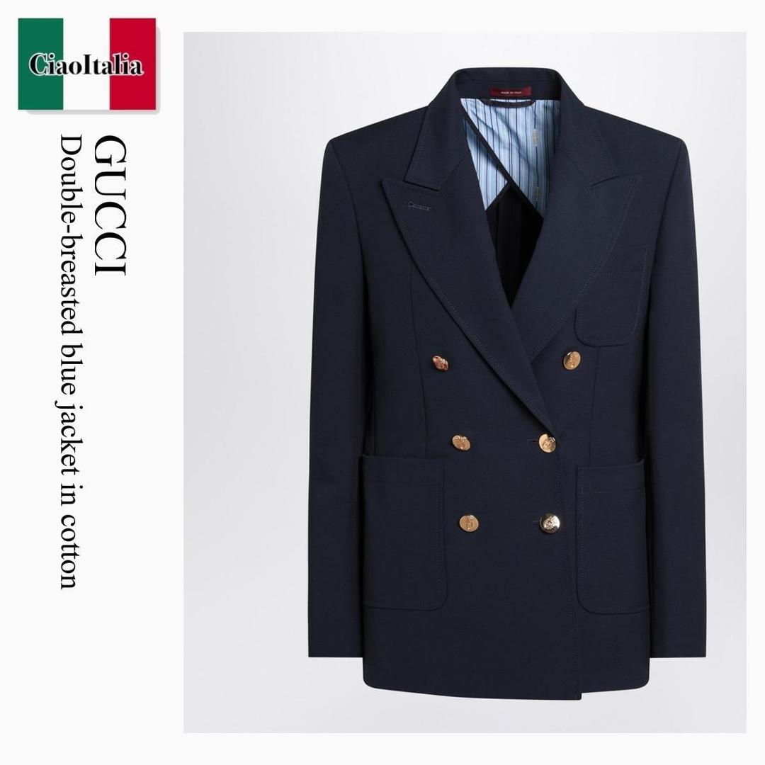 【量目押さえる・店卸し資産極限点・早め者制勝！】 グッチ / Gucci Double-Breasted Blue Jacket In Cotton / 818203 Z7AJZ / 818203 Z7AJZ 4264 / 818203Z7AJZ4264 / 上衣