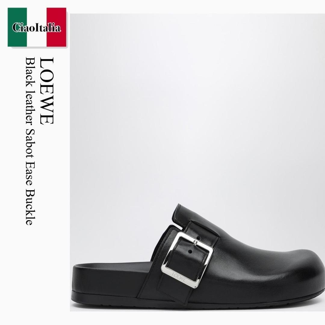 【寸法押さえる・店卸し資産境界線・早め者制覇！】 ロエベ / Loewe Black Leather Sabot Ease Buckle / LLSS465X03 / LLSS465X03 1100 / LLSS465X031100 / サンダル・ミュール