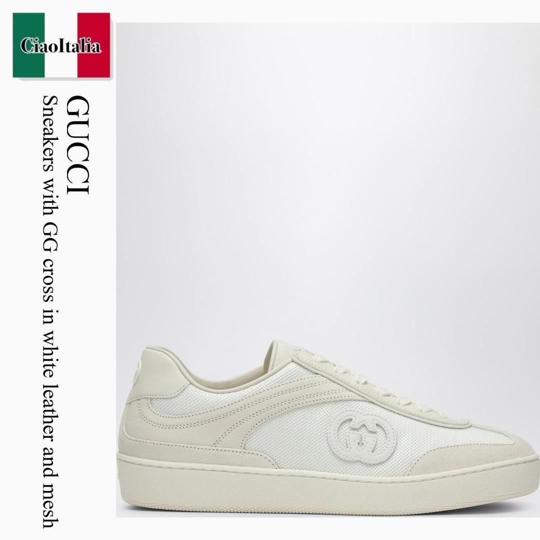【数量限定・在庫限り・早い者勝ち！】 グッチ / Gucci Sneakers With Gg Cross In White Leather And Mesh / 812656 AADM0 / 812656 AADM0 9110 / 812656AADM09110 / スニーカー｜Ciao Italia