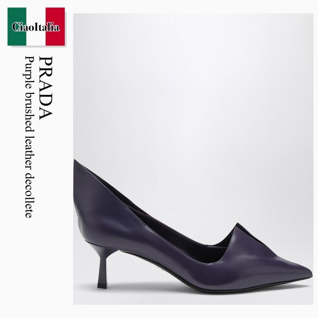 【数量限定・在庫限り・早い者勝ち！】 プラダ / Prada Purple Brushed Leather Decollete / 1I978N F0030 / 1I978N D055055 F0030 / 1I978ND055055F0030 / パンプス｜Ciao Italia