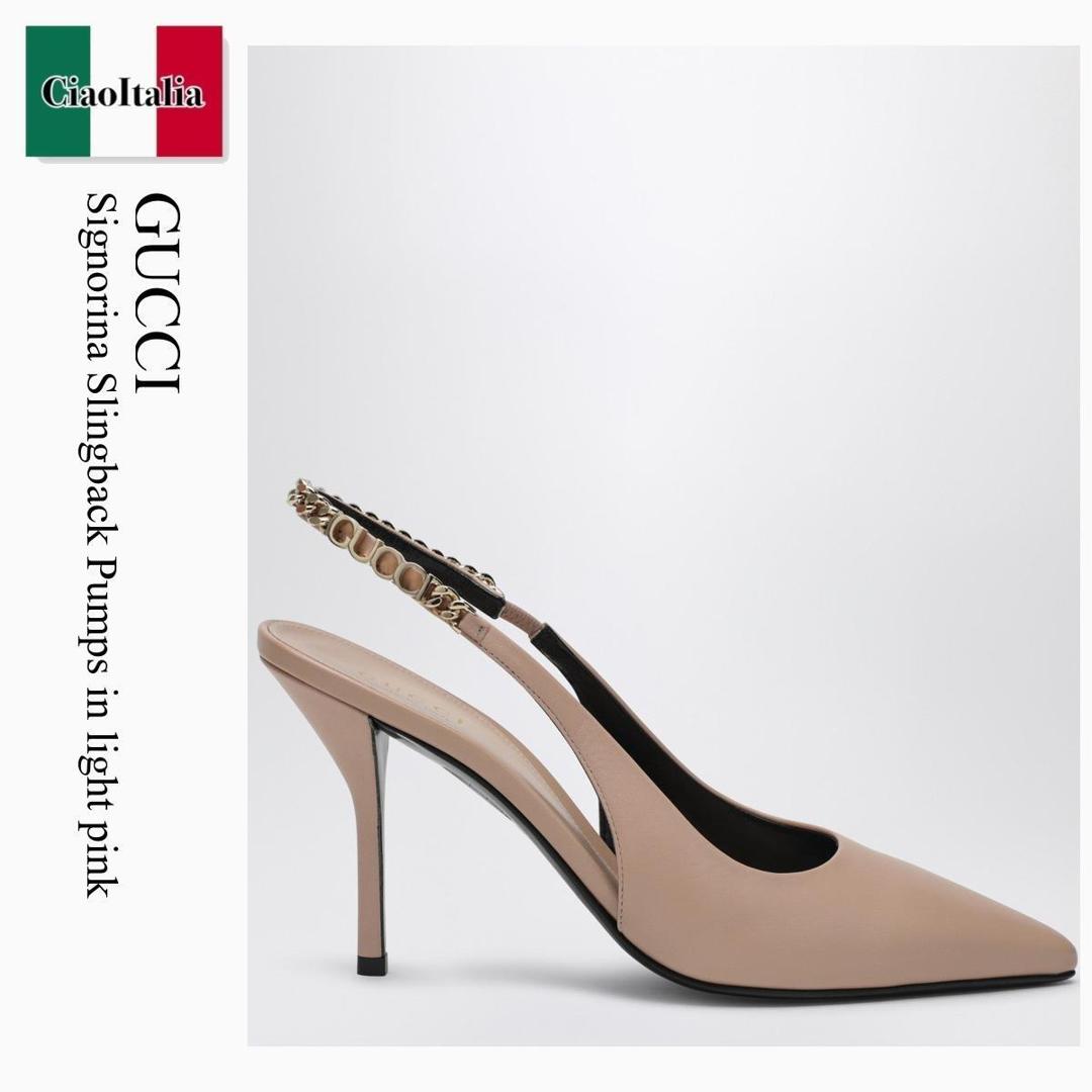 【分量制限事項・店卸し資産区分け・早め者白星！】 グッチ / Gucci Signorina Slingback Pumps In Light Pink / 813001 DMBT0 / 813001 DMBT0 6809 / 813001DMBT06809 / パンプス