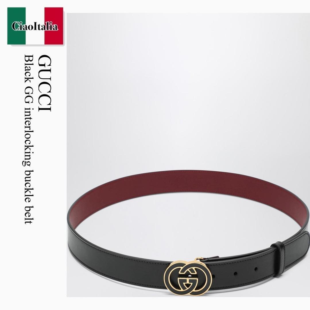 【寸法押さえる・店卸し資産境界線・早め者制覇！】 グッチ / Gucci Black Gg Interlocking Buckle Belt / 837151 0YARS / 837151 0YARS 1000 / 8371510YARS1000 / 三尺帯
