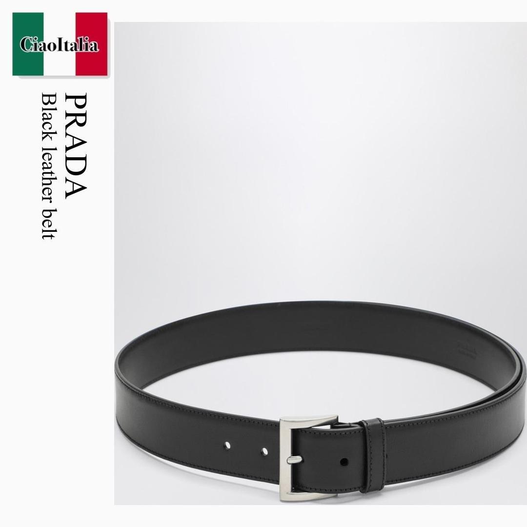 【分量制限事項・店卸し資産区分け・早め者白星！】 プラダ / Prada Black Leather Belt / 1CC537 F0002 / 1CC537 ASK F0002 / 1CC537ASKF0002 / 胴締め