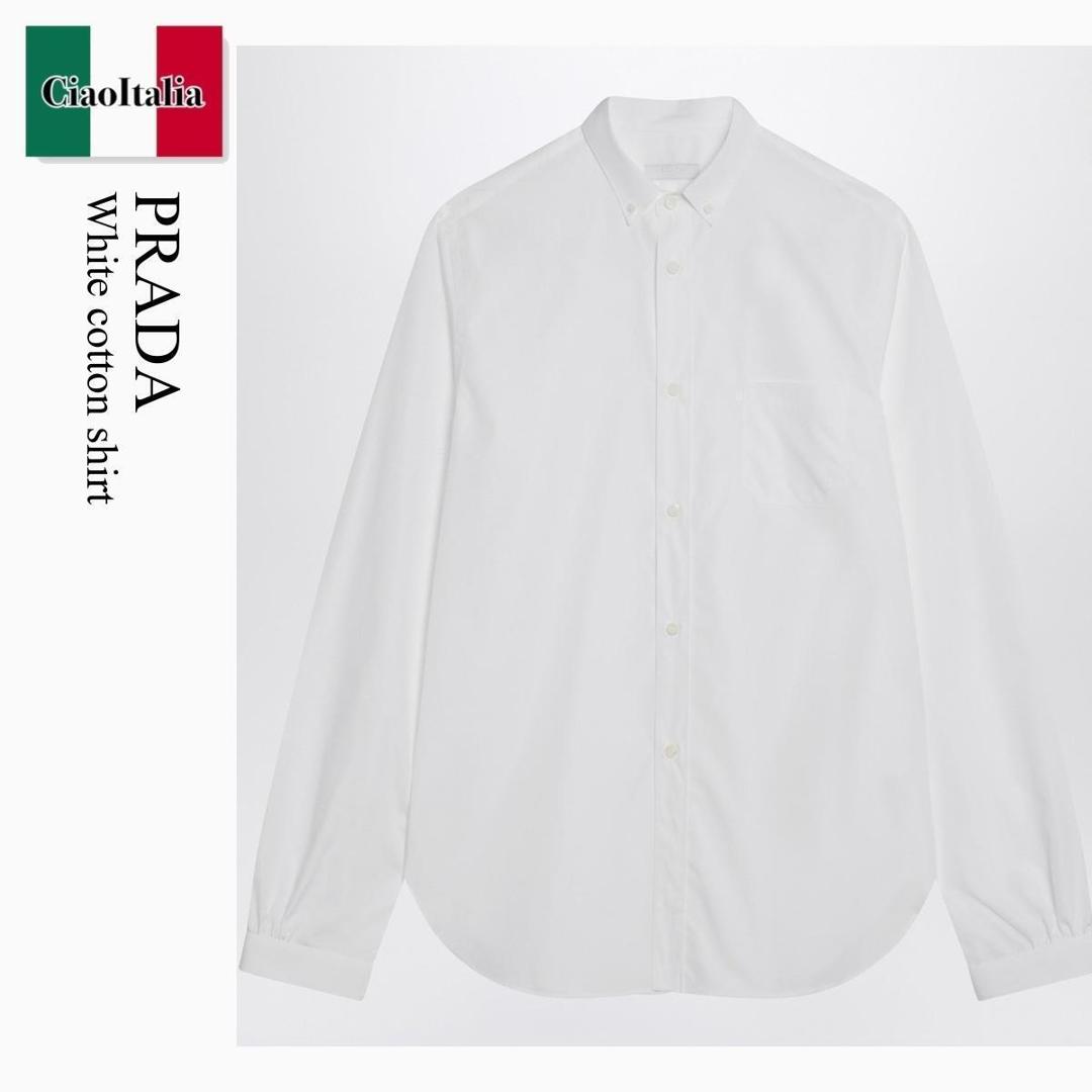 【寸法押さえる・店卸し資産境界線・早め者制覇！】 プラダ / Prada White Cotton Shirt / UCN624 F0009 / UCN624 OOO10IV F0009 / UCN624OOO10IVF0009 / プルオーバー